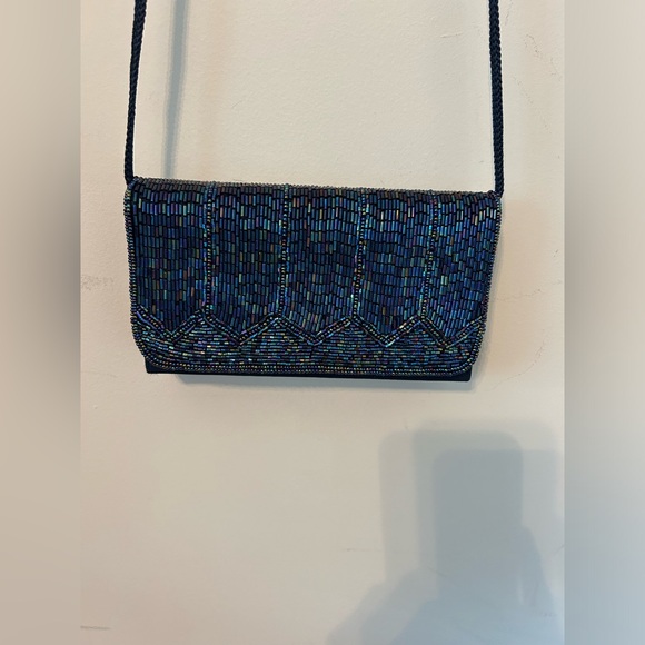 La Regale Handbags - La Regale Beaded Navy Blue Evening Clutch